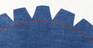  The hem (the red stitches)